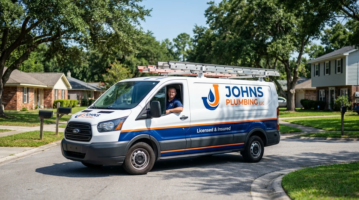 Johns Plumbing LLC service van in Albion, PA