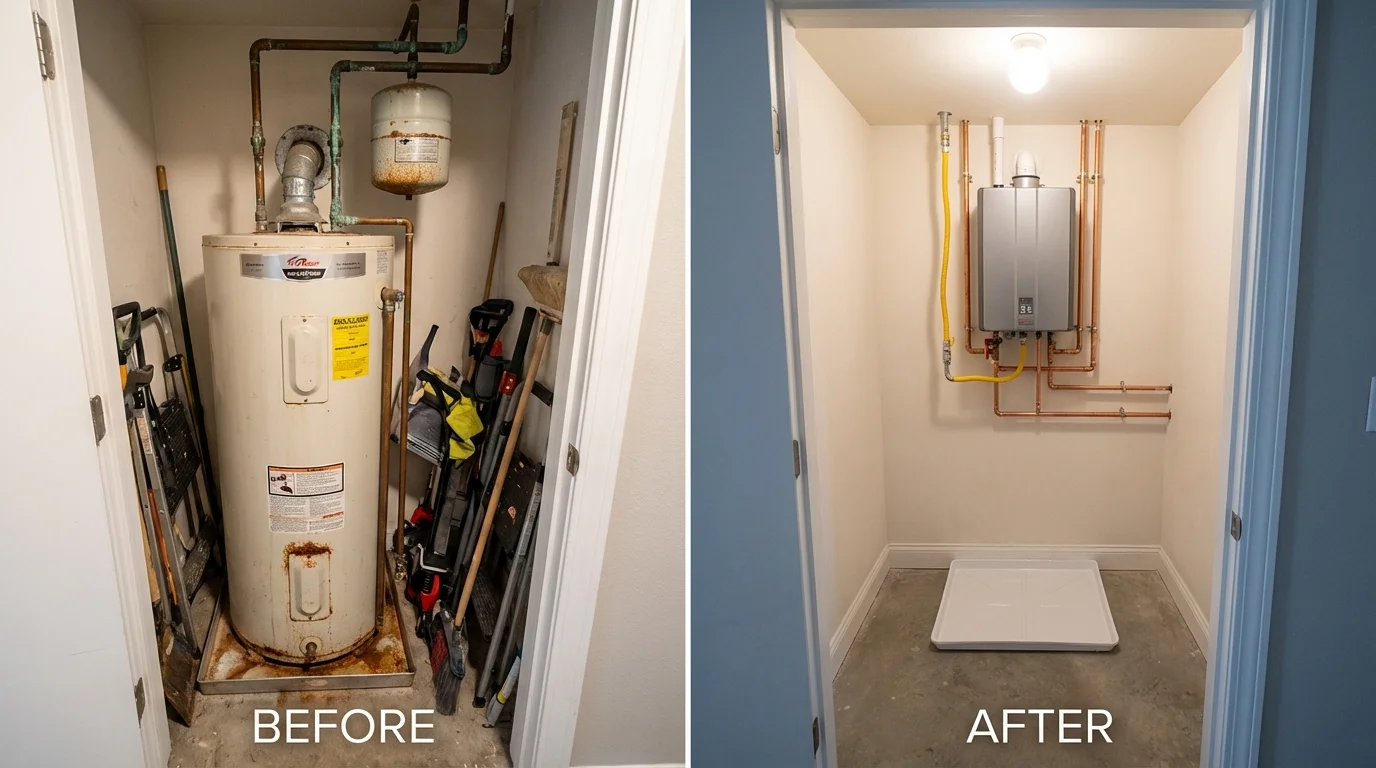 Tank water heater versus wall-mounted tankless unit comparison for Albion, PA homeowners